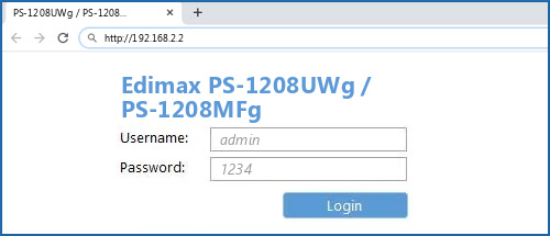 Edimax PS-1208UWg / PS-1208MFg router default login