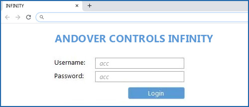 ANDOVER CONTROLS INFINITY Default Login IP Default Username Password