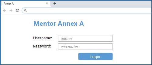Mentor Annex A router default login