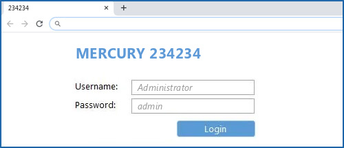 MERCURY 234234 router default login