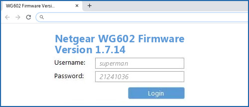 Netgear WG602 Firmware Version 1.7.14 router default login