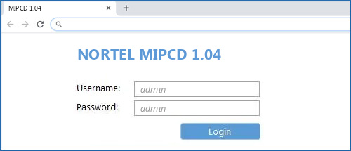 NORTEL MIPCD 1.04 router default login
