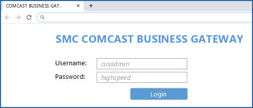 SMC COMCAST BUSINESS GATEWAY IP De Acceso Por Defecto Nombre De 