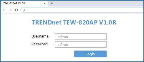 TRENDnet TEW-820AP V1.0R router default login