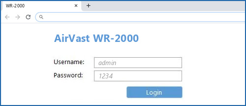 AirVast WR-2000 router default login