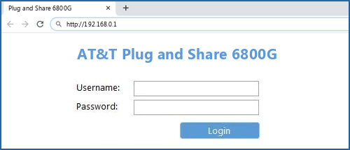 AT&T Plug and Share 6800G router default login