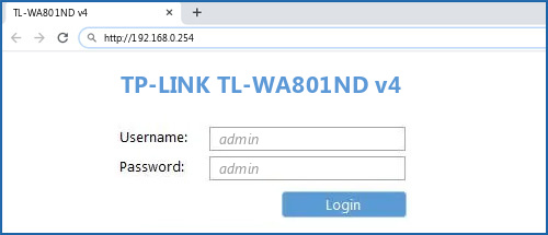TP-LINK TL-WA801ND v4 router default login