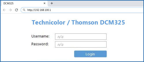 Technicolor / Thomson DCM325 router default login