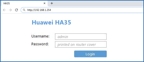 Huawei HA35 router default login
