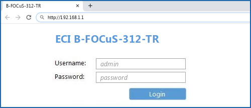 ECI B FOCuS 312 TR Default Login IP Default Username Password